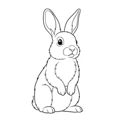 Obraz premium Cute Cartoon Rabbit Line Art Illustration