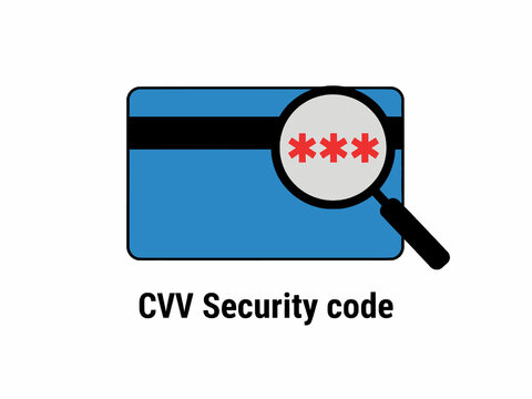 Credit Card CVV Security Code Illustration with Magnifying Glass
