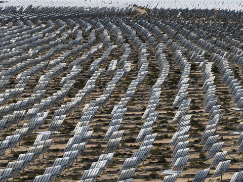 Mirrored Solar Panels Creating Abstract Patterns at Ivanpah