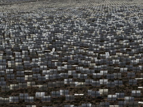 Mirrored Solar Panels Creating Abstract Patterns at Ivanpah