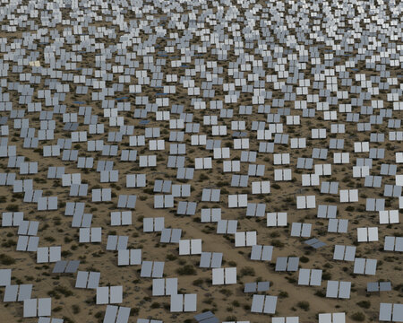 Mirrored Solar Panels Creating Abstract Patterns at Ivanpah