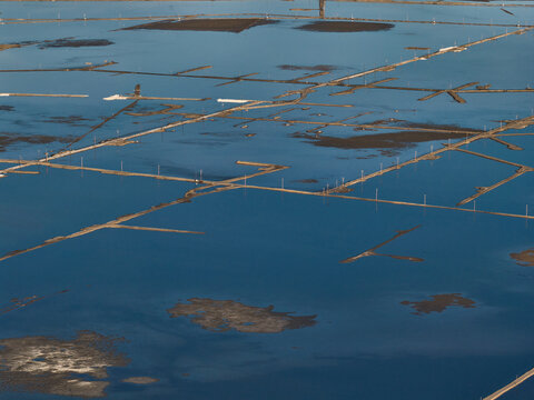 Strange Patterns in Evaporation Ponds in Industrial Wasteland in