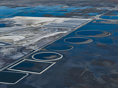 Strange Patterns in Evaporation Ponds in Industrial Wasteland in