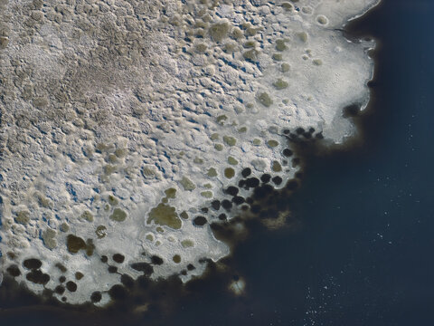 Strange Patterns in Evaporation Ponds in Industrial Wasteland in