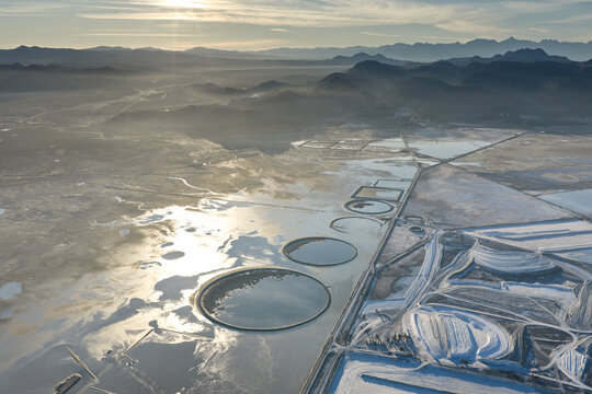 Strange Patterns in Evaporation Ponds in Industrial Wasteland in