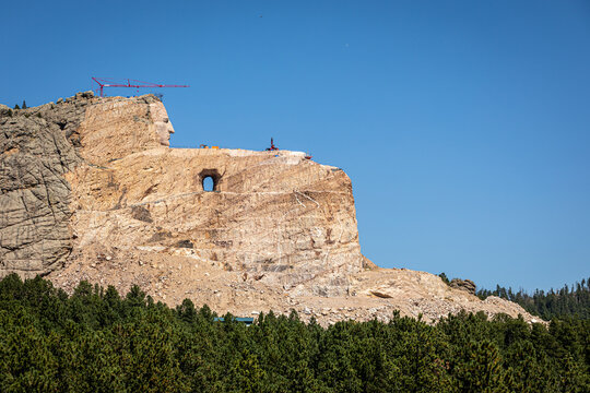 Large Mountain Memorial Sculpture Under Construction Carved Into