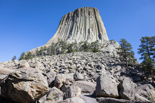 Devils Tower National Monument Rock Formation in Wyoming With Co