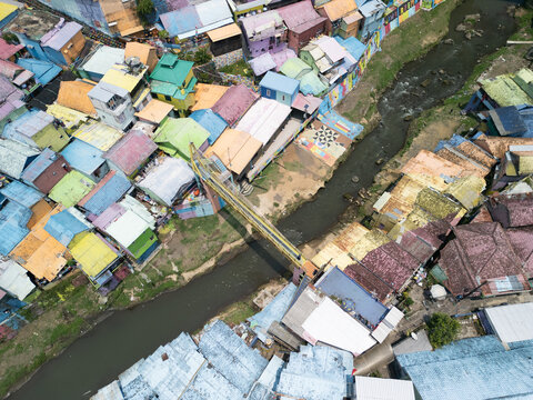 Aerial View of Colorful Village in Malang, Indonesia