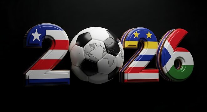 2026 soccer logo with american and european flags and world cup 2026
