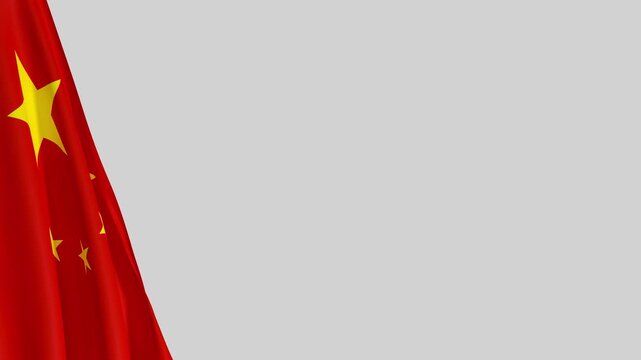 Chinese Flag Waving Seamless Loop with Copy Space on Right