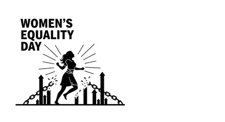 Obraz premium Womens Equality Day illustration featuring a silhouette of a woman breaking free from chains.