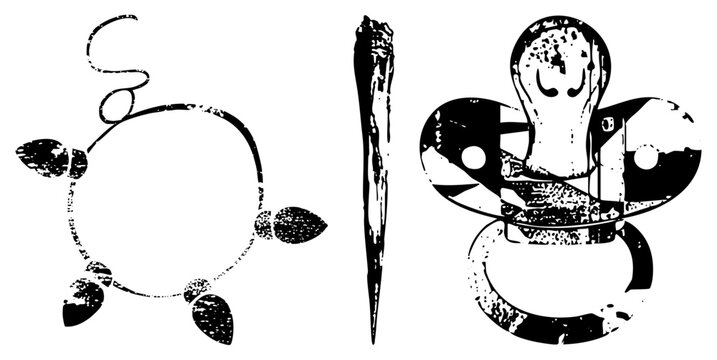 Abstract tribal tattoo motifs, ancient spear weapon, geometric tribal, stylized warrior symbols, vector art, cultural insignia, sacred geometry.