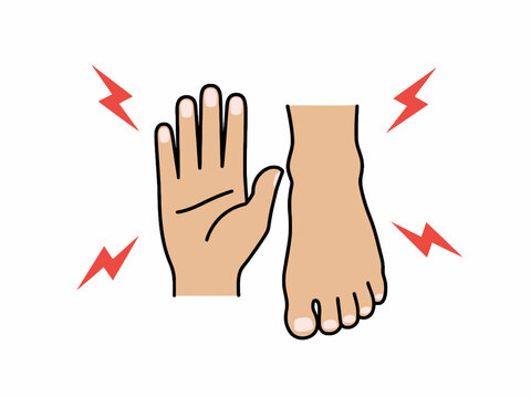 Hand and Foot Nerve Pain Tingling Sensation Vector Illustration