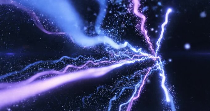 Electricity Strikes Blue Purple Lightning.