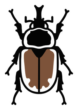 Minimalist continuous line art goliath beetle icon. Generative AI