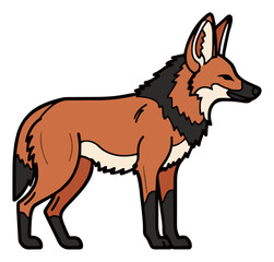 Obraz premium Minimalist maned wolf side profile line art icon. Generative AI