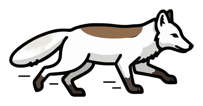 Minimalist arctic fox side profile line art icon. Generative AI