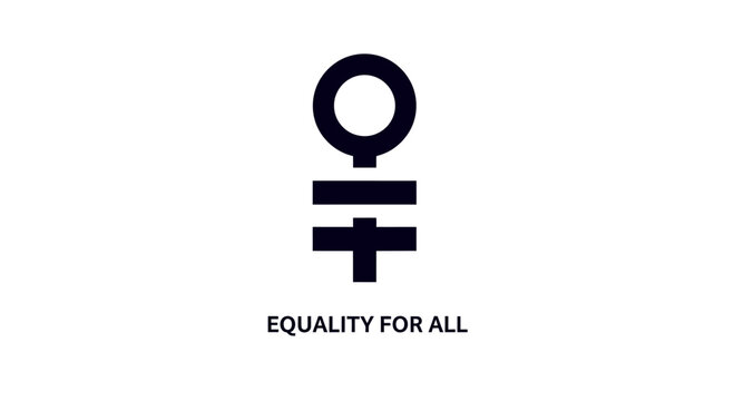 Equality for all concept symbol with female sign and equal sign.