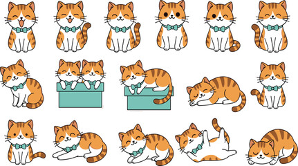 Obraz premium Cute Orange Cat Face Pattern Border with Repeating Cartoon Kitten Heads for Social Media Design, Stickers, Background Decoration, and Adorable Vector Illustration.
