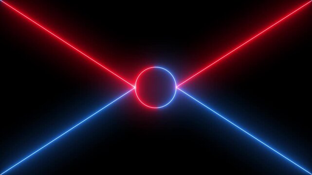 Futuristic Neon Laser Cross Animation,Black Background Animation, 4k video