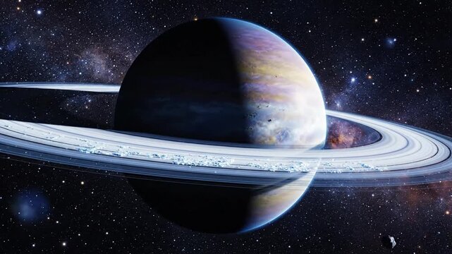 Stunning Image of Saturn and Its Rings in the Vast Universe.