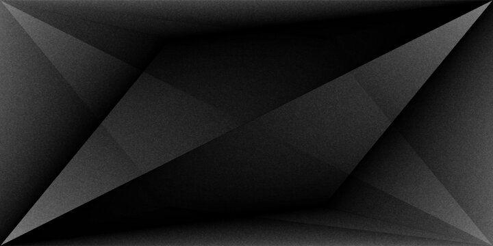 Black white dark gray abstract background. Geometric pattern shape. Line triangle polygon angle. Gradient. Shadow. Matte. 3d effect. Rough grain grungy. Design. Template. Presentation.