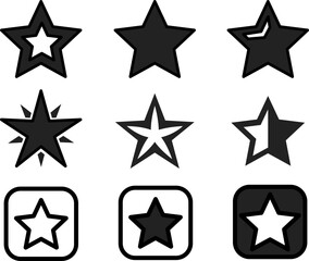 Fototapeta premium Set of black star icons for rating and UI design