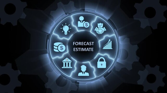 Business Forecast Estimate Concept with and Graphs in a Futuristic Interface financial planning