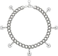 Fototapeta premium Silver charm bracelet with tree of life pendants isolated on transparent background