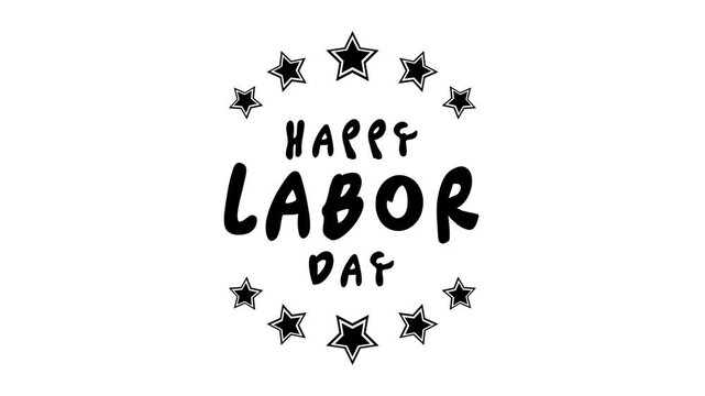 Happy labor day text animation, suitable for social media posts, greeting cards, and promotional materials. Great for celebrating.