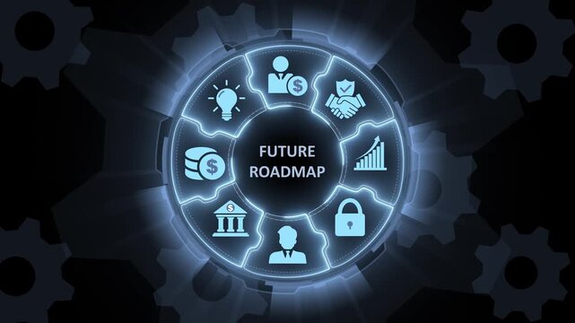 Future Roadmap Concept with Business on Dark Background business strategy planning