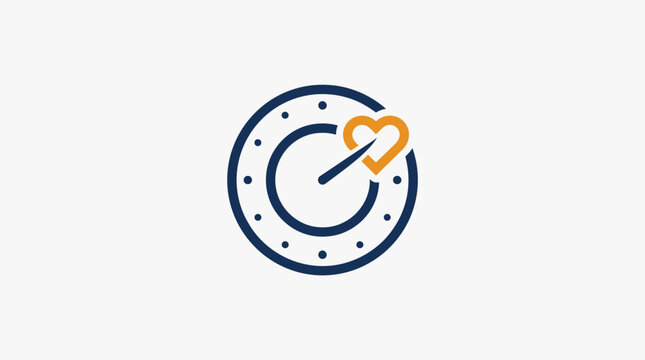 Clock With Heart Symbol Time Management and Health Concept