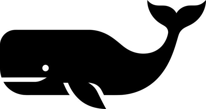 Minimalist Black Sperm Whale Silhouette Icon 
