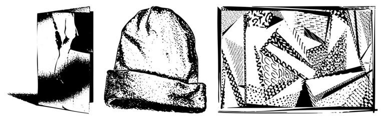 Obraz premium Black and white halftone design with angular shapes, abstract composition, graphic illustration, modern art style, vector.