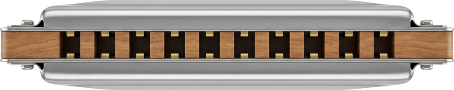 Classic harmonica musical instrument isolated on transparent background