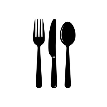 Black Cutlery Set with Fork Knife Spoon.