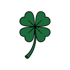 Fototapeta premium A single green four leaf clover isolated on a white background.