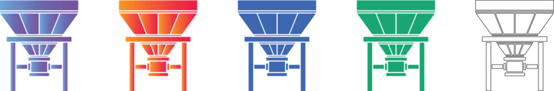 Industrial Hopper Funnel Icon Set