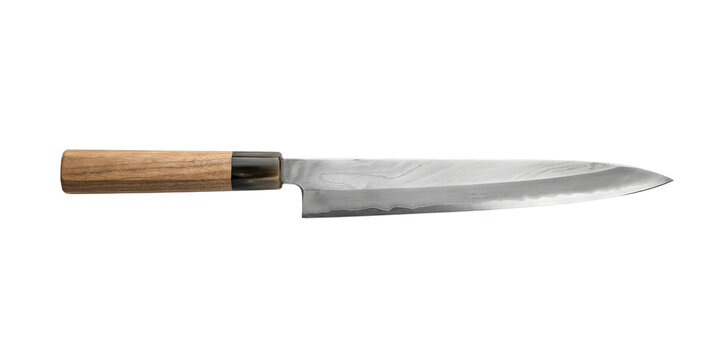 Premium japanese chef knife with wooden handle for precision slicing and professional kitchen use on white background