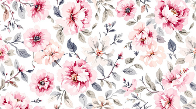 Hand painted floral arrangement spreads joy through colorful seamless textile pattern inspired by blooming gardens today