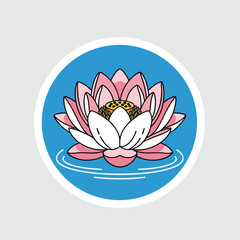 Fototapeta premium Elegant Lotus Flower Blooming on Calm Water Surface for Meditation and Wellness Themes
