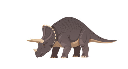 Fototapeta premium Triceratops grazing with head lowered on white background