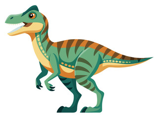 Fototapeta premium Cartoon small theropod dinosaur standing on white background