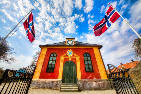 Entrance Wall of Beautiful Fredriksvern Church in Stavern, Norway