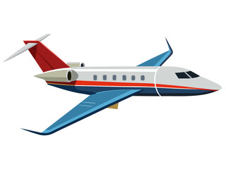 Naklejka premium Private jet cruising in flight against plain white background