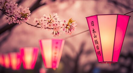 Japan showa day lanterns celebrating the showa era with cherry blossoms and tradition
