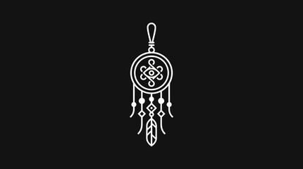 Fototapeta premium Abstract Dreamcatcher Ornament on Black Background