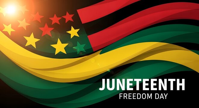 Juneteenth Freedom Day Background with Pan African Colors and Stars