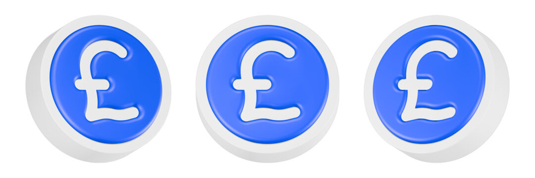 pounds coin icon 3d render