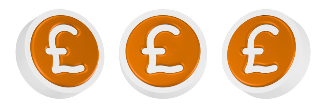 pounds coin icon 3d render
